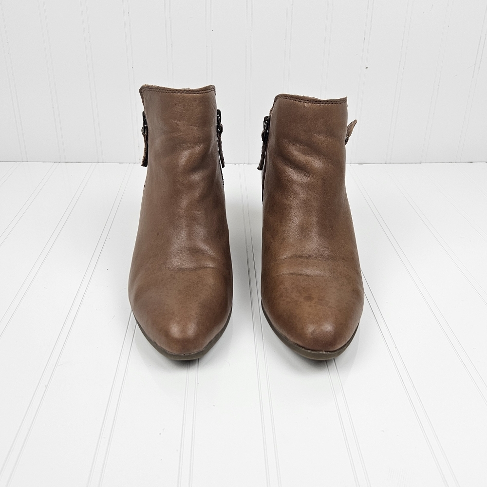 Frye Judith Zip Up Brown Booties - Picture 4 of 9